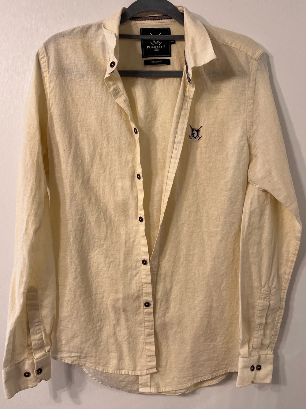 MENS POLO CLUB PALE YELLOW LINEN BLEND BUTTON DOWN ✨